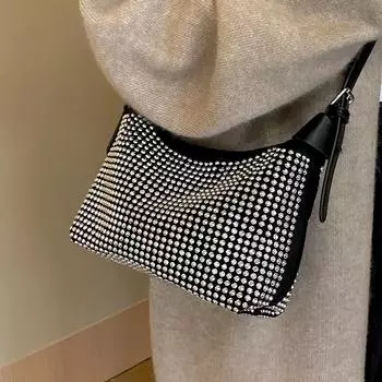 Легкая роскошная женская сумка с бриллиантовой оправой, зимняя модная универсальная мини-сумка квадратной формы, французская женская сумка через плечо Mini(Max Length<20cm)