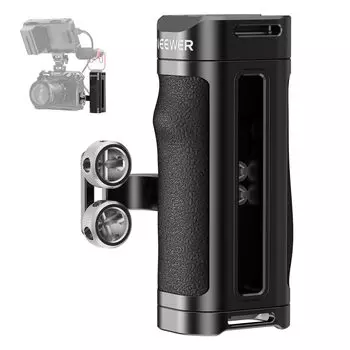 Легкая ручка-держатель для камеры NEEWER Side Handle с силиконовой рукояткой/двойной винт 1/4 и винт 1/4 /холодный башмак, вертикальная регулируемая клетка NEEWER CA067H