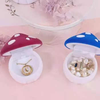 Легкая шкатулка для украшений Мягкие превосходные серьги-грибы из фланели Кольца Ожерелье вино красного