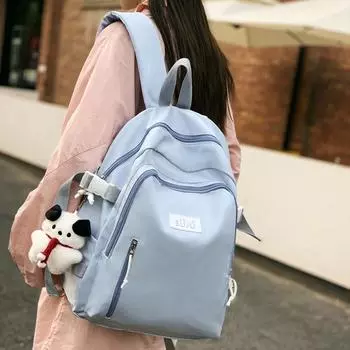 Легкая школьная сумка для учащихся средней школы, дорожный рюкзак большой емкости, мужской женский рюкзак чёрный