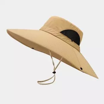 Легкая шляпа от солнца унисекс с широкими полями – дышащая ткань – идеально подходит для рыбалки, походов и активного отдыха one size чёрный