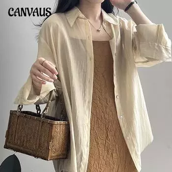 Легкая солнечная рубашка на пуговицах в китайском стиле, женская летняя блузка с разрезом на спине, топы M белый