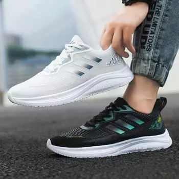 Легкая спортивная обувь с мягкой подошвой, дышащая светящаяся повседневная обувь с сетчатой поверхностью, летняя новая трендовая универсальная мужская обувь для занятий спортом на открытом воздухе 39 чёрный