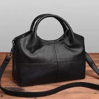 Легкая сращивающаяся мягкая кожаная большая вместительная модная женская сумка-мессенджер, прочная сумка через плечо 29*11*21cm чёрный