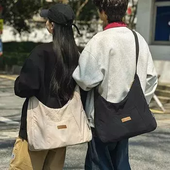 Легкая сумка через плечо унисекс для поездок на работу, большая вместительная сумка через плечо, студенческая сумка хаки