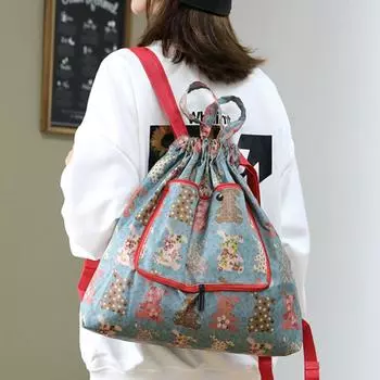 Легкая сумка для покупок, складной рюкзак с изображением животных, повседневная сумка для путешествий с завязками Style 2