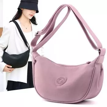 Легкая сумка-хобо большой вместимости, нейлоновая водоотталкивающая сумка через плечо для женщин чёрный