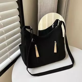 Легкая сумка-мессенджер, модная студенческая сумка-тоут, женская, летняя, 2024 года, новая, простая, модная сумка через плечо чёрный