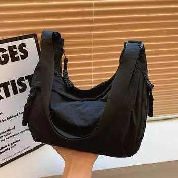 Легкая сумка-мессенджер, модная сумка-тоут большой вместимости для поездок на работу, женская летняя новая повседневная сумка через плечо 2024 года чёрный
