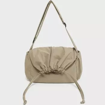 Легкая сумка-мессенджер унисекс из нейлона, весна 2025 г. — вместительная, модный дизайн с завязкой. хаки