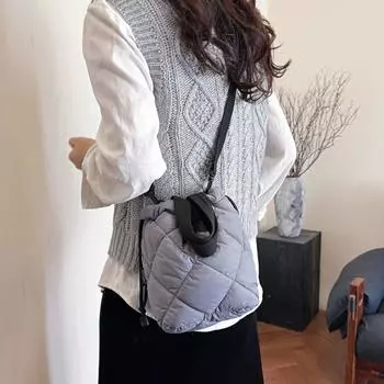 Легкая сумка-ведро с завязками на шнурке, элегантная сумка через плечо, простая нейлоновая сумка через плечо для женщин белый