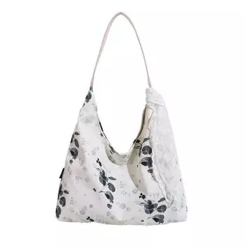 Легкая сумка Женская вместительная холщовая сумка с рисунком в виде сломанного цветка Женская сумка через плечо для поездок на работу Сумка для школьников и студентов зелёный