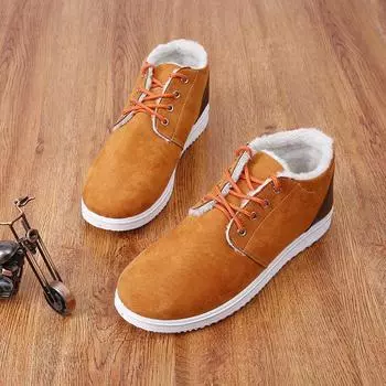 Легкая теплая хлопковая обувь для мужчин, зимняя обувь, замшевые мужские кроссовки 2024 года, новая утолщенная плюшевая удобная обувь на шнуровке Zapatos De Hombre 39 коричневый