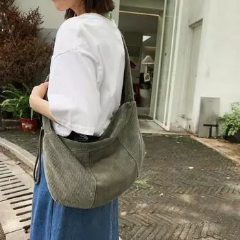 Легкая вельветовая сумка, однотонная женская сумка через плечо, дорожная сумка через плечо чёрный