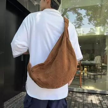 Легкая вельветовая сумка, женская однотонная сумка через плечо, мужская дорожная сумка через плечо чёрный