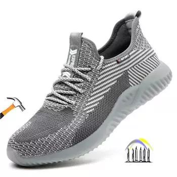 Легкая защитная обувь для мужчин, дышащие защитные рабочие кроссовки с железным носком, неразрушимая обувь для мужчин и женщин, летняя рабочая обувь 36