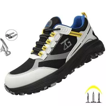Легкая защитная обувь со стальным носком, мужская рабочая обувь с защитой от проколов, мужская дышащая промышленная обувь, неразрушимые рабочие защитные ботинки 38 чёрный