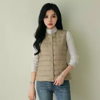 Легкая женская куртка-пуховик с круглым вырезом и V-образным вырезом, жилет женский, облегающий крой, внутренний жилет-майка, универсальный жилет-пуховик M бежевый