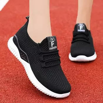 Легкая женская обувь большого размера. Летающая тканая повседневная спортивная обувь. Весна и лето 2023. Новые студенческие кроссовки с дышащей сетчатой поверхностью. 36