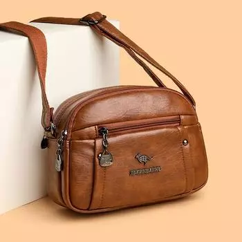 Легкая женская сумка через плечо из мягкой кожи, квадратная сумка через плечо, сумка для матери красный