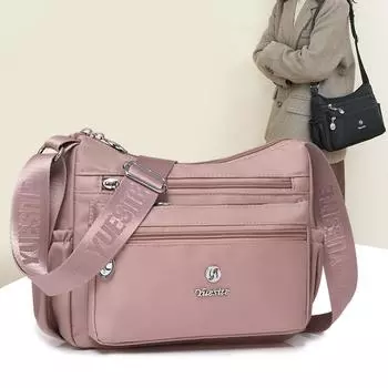 Легкая женская сумка через плечо среднего возраста, большая вместительная сумка через плечо, однотонная материнская сумка бежевый