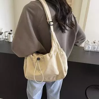 Легкая женская сумка на шнурке, большая вместимость, сумка через плечо, сумка для поездок на работу чёрный