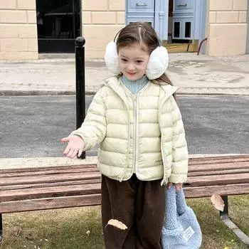 Легкая зимняя куртка-пуховик для мальчиков и девочек с подкладкой из белого утиного пуха, жилет, пальто 90cm