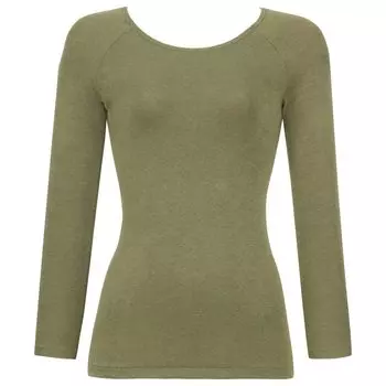 Легкие эластичные экстремально теплые топы Olive V [Wacoal] 360° (Рукава 9/4) (CLD379) M-L