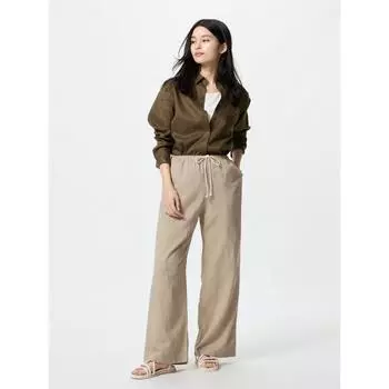 Легкие брюки Uniqlo из льняной смеси 21 LIGHT ORANGE/WOMEN XS