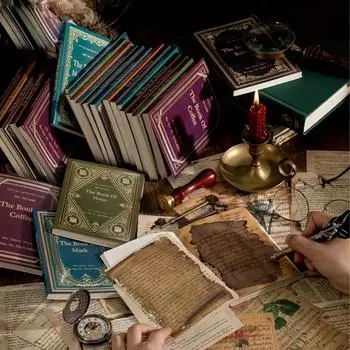 Легкие бумажные материалы, серия Attic Library, ретро-бумага для самостоятельного коллажа, 60 шт., 2 дополнительных style-1