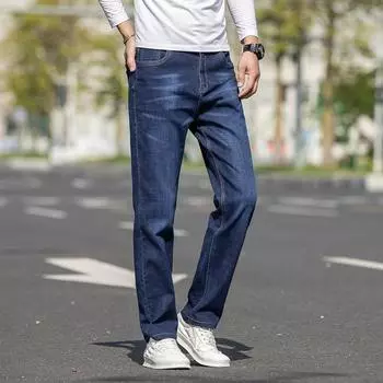 Легкие деловые мужские хлопковые эластичные джинсы, удобные мужские весенне-осенние брюки, мужские свободные повседневные брюки, прямые брюки, мужские 28 серый