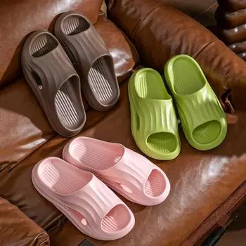 Легкие домашние тапочки из ЭВА с мягкой подошвой для женщин, модные бесшумные нескользящие тапочки для ванной, женские летние пляжные шлепанцы 2025 года для женщин 36-37 серый