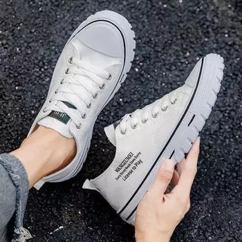 Легкие дышащие низкие кроссовки из парусины для мужчин, осень 2024 г. — модная повседневная обувь в корейском и гонконгском стиле JL898; 39 чёрный