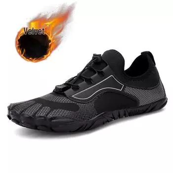 Легкие, дышащие низкие кроссовки с пятью пальцами и бархатным утеплением для осени и зимы 47