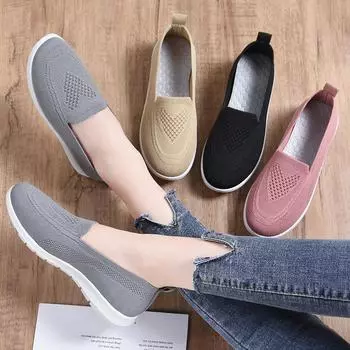 Легкие дышащие сетчатые женские кроссовки Slip-On, повседневные спортивные кроссовки для бега по шоссе, доступны в фиолетовом и черном цветах 36