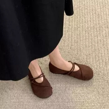 Легкие французские туфли в стиле ретро с круглым носком и плоским дном, с неглубоким горлом, женские универсальные туфли Мэри Джейн на весну и осень 2025 года 35 леопардовый