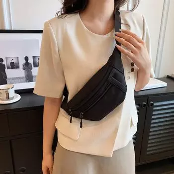 Легкие холщовые сумки для женщин на лето, простые сумки на одно плечо и через спину, спортивные нагрудные сумки для мужчин, повседневные сумки через плечо чёрный