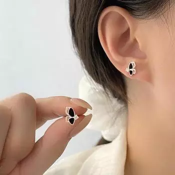 Легкие и простые черные серьги-бабочки из ракушек с клеем для женщин