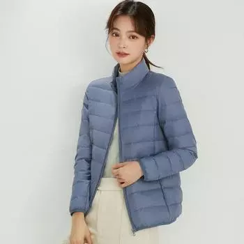 Легкие и тонкие пуховики для женщин на осень и зиму 2024 годановые короткие 90% белые утиные пуховые зимние воротник-стойкатонкие повседневные пальто прилив S красный