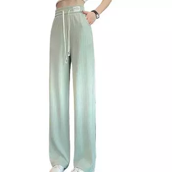 Легкие и удобные женские свободные широкие брюки на лето L чёрный