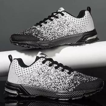 Легкие кроссовки большого размера Flying Line, модные дышащие повседневные уличные кроссовки Flyknit с сеткой 38 чёрный