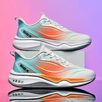 Легкие кроссовки для бега для мужчин, дышащие повседневные кроссовки Rebound, нескользящие кроссовки для ходьбы на открытом воздухе, модные мужские кроссовки на шнуровке 39 синий