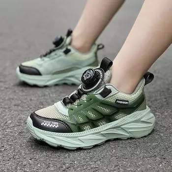 Легкие кроссовки для мальчиков, кроссовки для бега, дышащие, кроссовки с одной сеткой, вращающиеся кнопки, противоскользящие, увеличивающие рост, мягкая подошва 31 белый