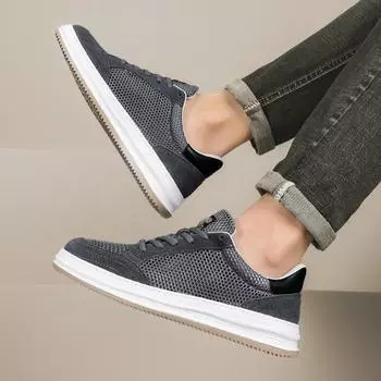 Легкие кроссовки, хит продаж, модные сетчатые кроссовки, удобная мужская обувь для скейтбординга на открытом воздухе, универсальная мужская спортивная обувь 38 серый