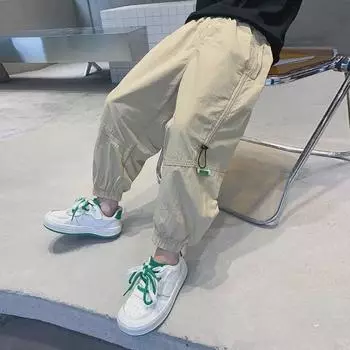 Легкие летние повседневные брюки с защитой от комаров для мальчиков 2023 года — модный стиль для больших детей 130 хаки