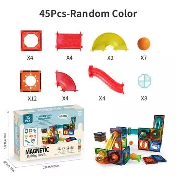 Легкие магнитные плитки, строительные блоки для детей, 3D прозрачные развивающие игрушки STEM, магнитные шариковые беговые блоки, игрушки для детей