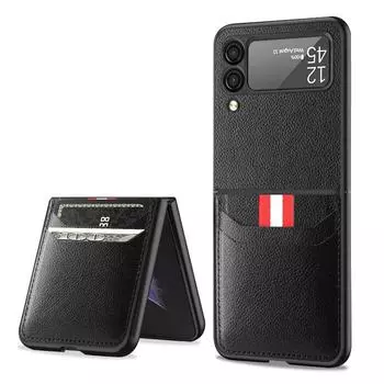 Легкие матовые кожаные чехлы для Samsung Galaxy Z Flip 3 Flip4 5g Flip3 Flip 4 с держателем для карт, деловой чехол for Samsung Z Flip 3 красный