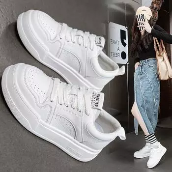Легкие мягкие подошвы кожаные белые кроссовки кроссовки повседневные плоские кроссовки 35 белый