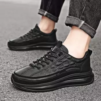 Легкие мужские кожаные туфли с ретро-крокодиловым узором, мужские туфли 2024 года, повседневная модная обувь на платформе, модная мужская обувь 39