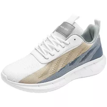 Легкие мужские кроссовки, дышащие мужские кроссовки, удобная противоскользящая мужская спортивная обувь на шнуровке, теннис высокого качества 2024 39 белый